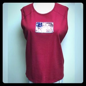 Embellished Sequence American Flag Sleeveless Top